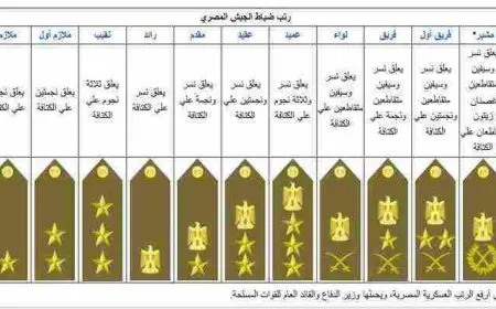 رتب الجيش المصري بالترتيب