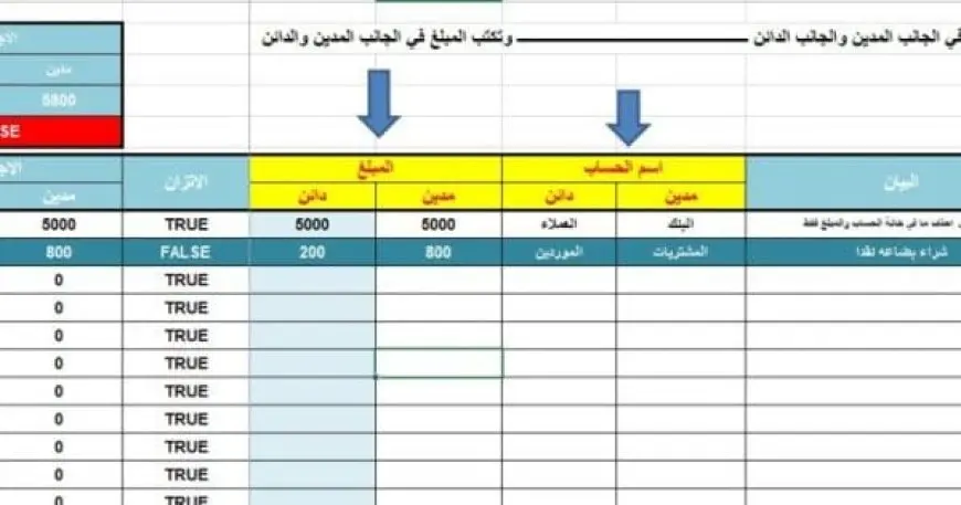 نموذج قيد يومية excel