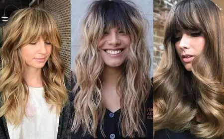 قصات شعر طويل مع غرة