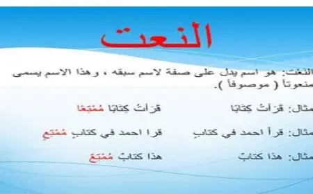 أمثلة على النعت في اللغة العربية