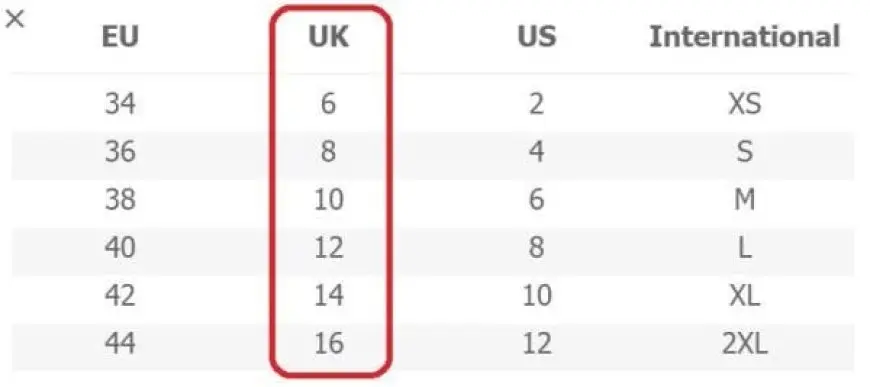 مقاس uk ماذا يعني